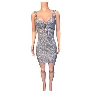 Misty rose light blue floral mini dress M